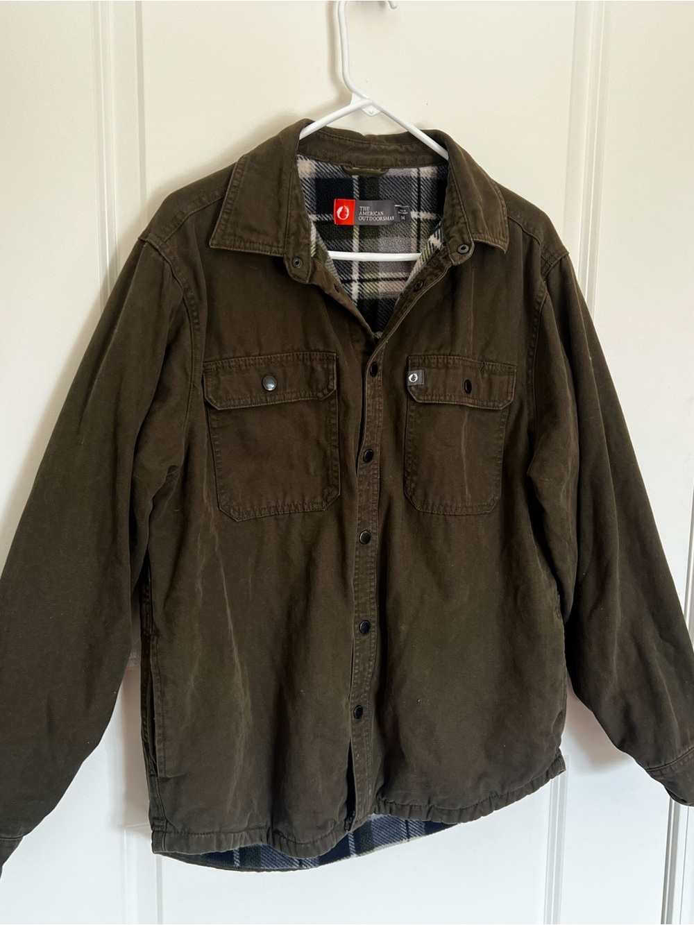 American Outdoorsman Men's Olive Green Fleece Lined Shacket Shirt Jacket